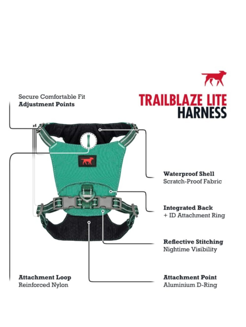 New Tuff Pupper Teal Small Trailblaze Lite Dog Harness